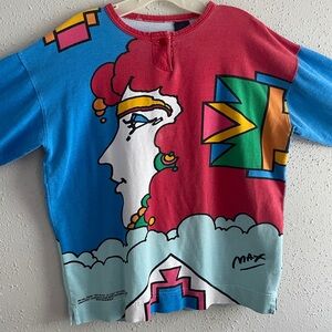 Vintage 80s Peter Max Graphic Long Sleeve Over-shirt